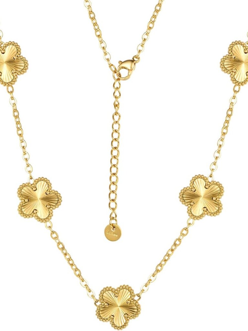 Clover Necklace for Women 18K Gold Plated Stainless Steel Four Leaf Clover Neckl
